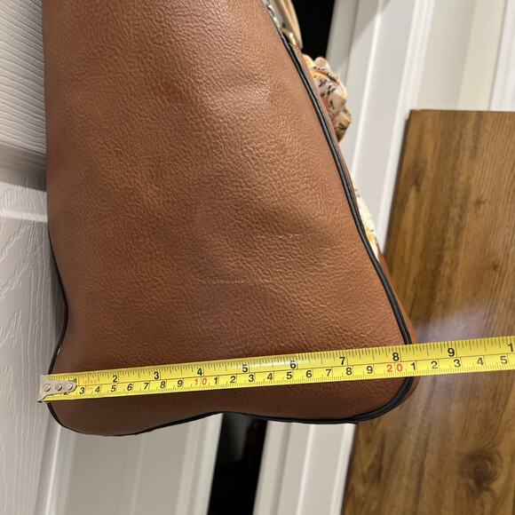 Steve Madden Womens Faux Leather Brown Flat Tote Hobo Large Purse Bag Flowers - Picture 8 of 9